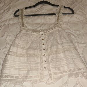 Love shack fancy white lace top XS